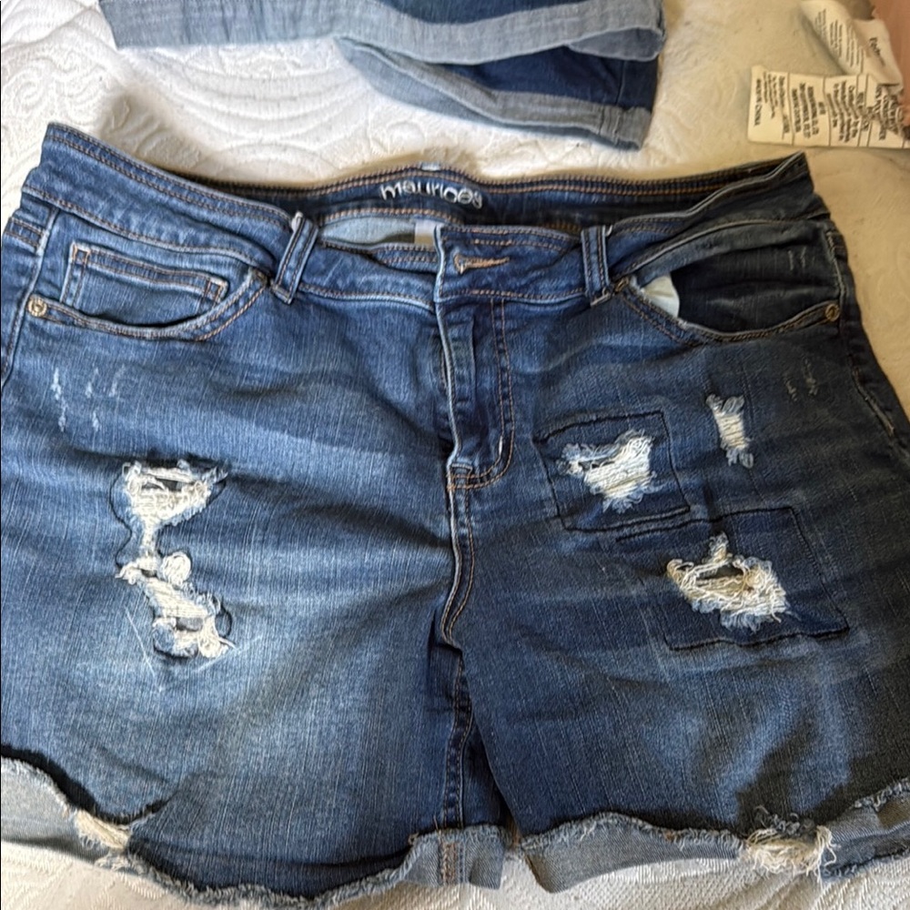 Maurices Classic Blue Ripped Jean Shorts